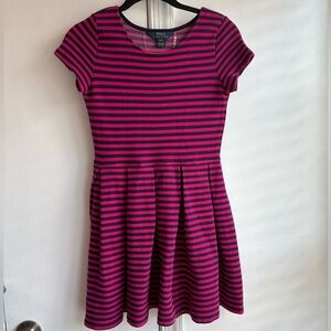 Polo Ralph Lauren Striped Pink and Navy Kids Dress Sz 12/14
